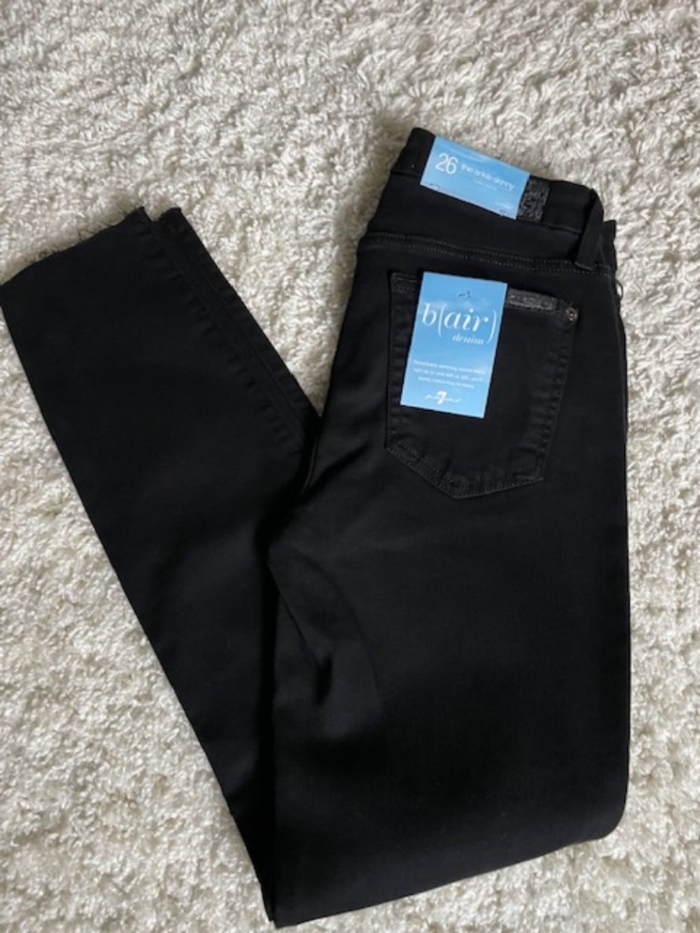 NWT 7 For All Mankind black denim skinny jeans